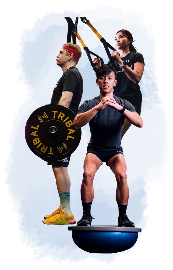 Athletes performing coached strength training exercises
