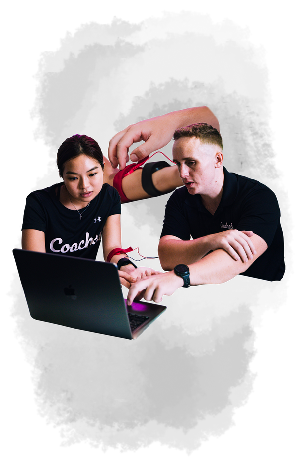 Coach reviewing sweat test results with an athlete